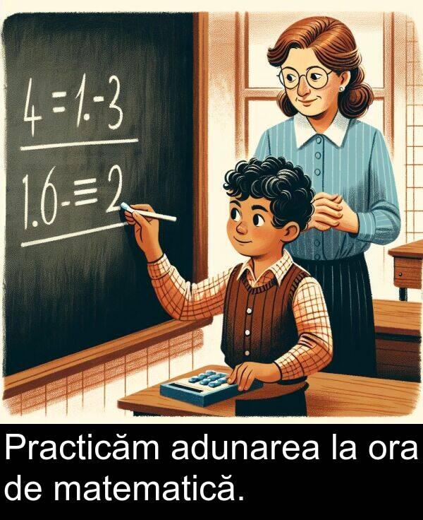 matematică: Practicăm adunarea la ora de matematică.