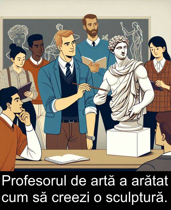 sculptură: Profesorul de artă a arătat cum să creezi o sculptură.