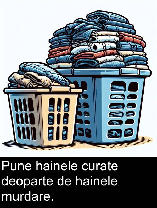 hainele: Pune hainele curate deoparte de hainele murdare.