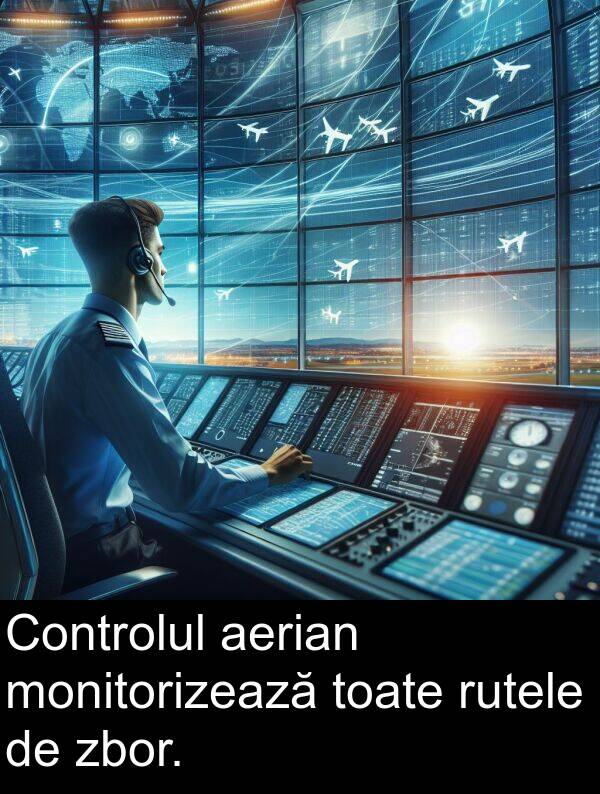 zbor: Controlul aerian monitorizează toate rutele de zbor.