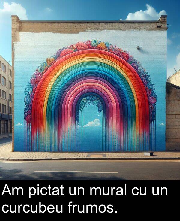 curcubeu: Am pictat un mural cu un curcubeu frumos.