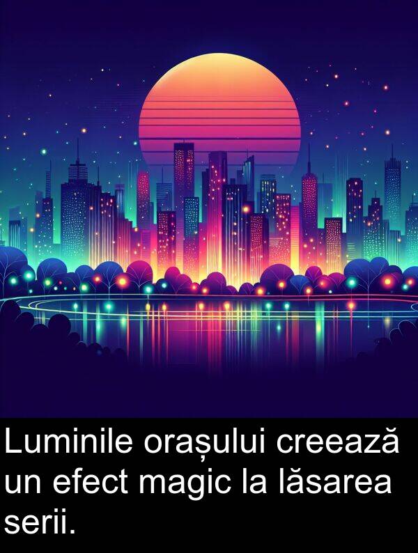 magic: Luminile orașului creează un efect magic la lăsarea serii.