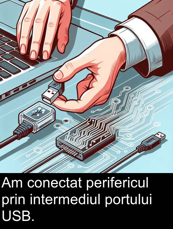 intermediul: Am conectat perifericul prin intermediul portului USB.