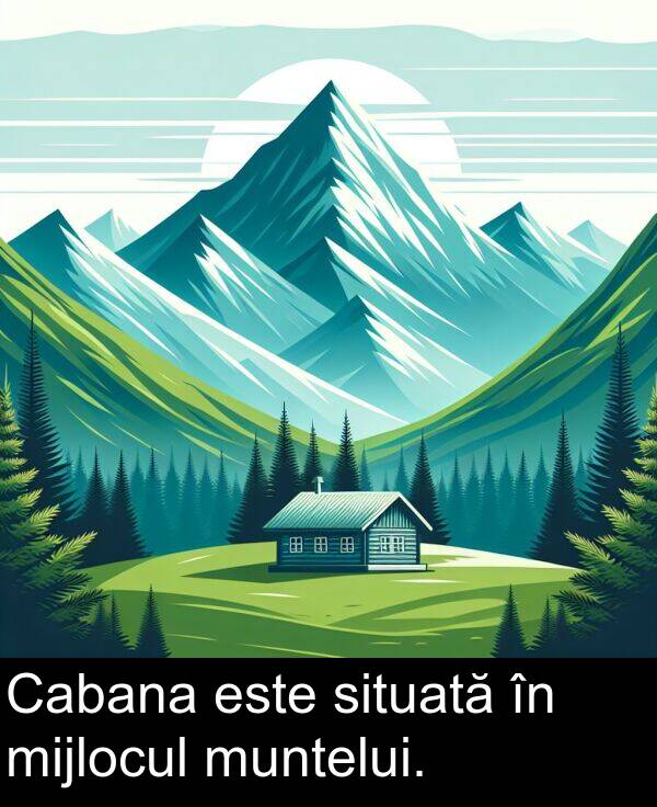 situată: Cabana este situată în mijlocul muntelui.