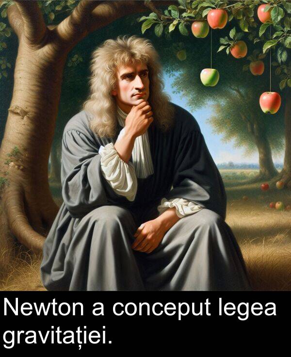 legea: Newton a conceput legea gravitației.