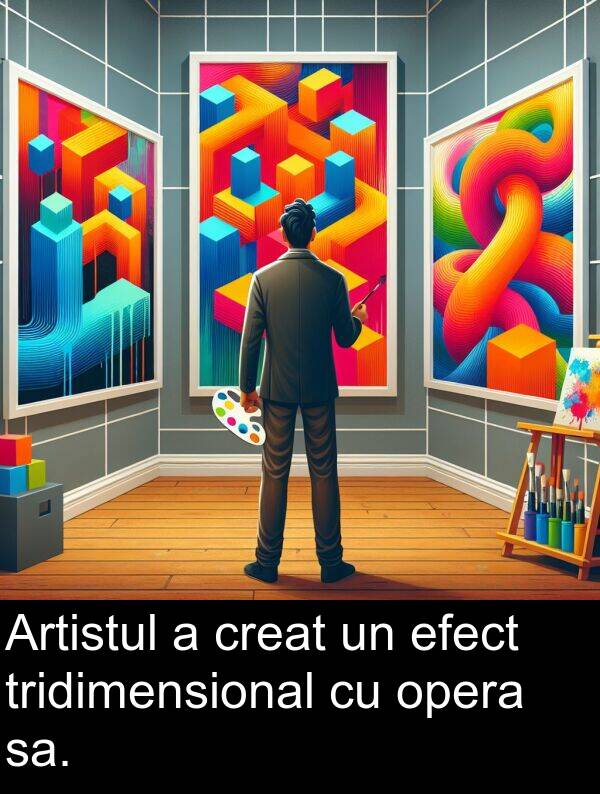 sa: Artistul a creat un efect tridimensional cu opera sa.