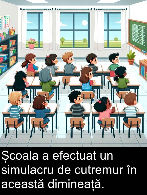 efectuat: Școala a efectuat un simulacru de cutremur în această dimineață.