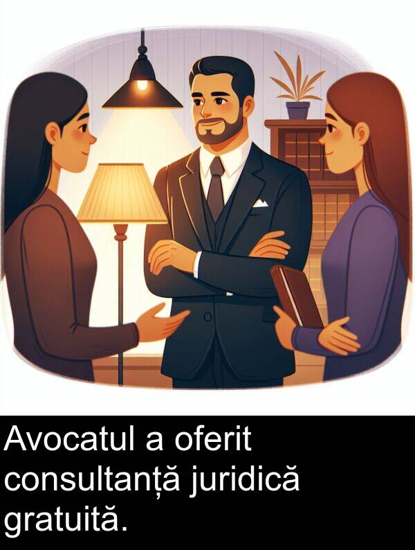 oferit: Avocatul a oferit consultanță juridică gratuită.