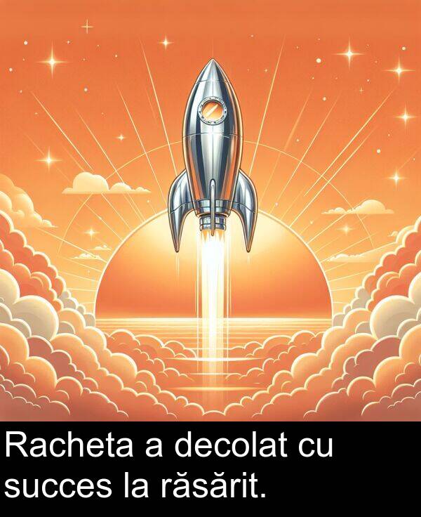 decolat: Racheta a decolat cu succes la răsărit.