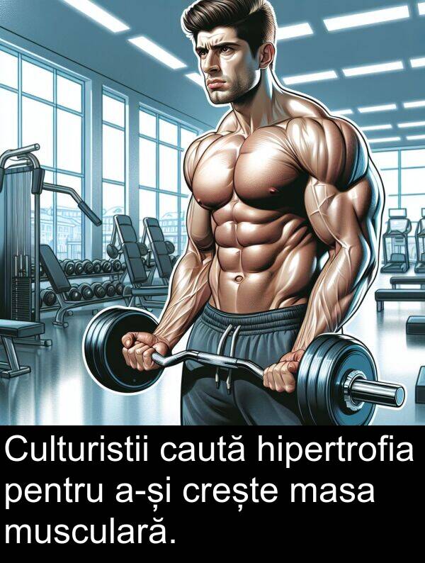 hipertrofia: Culturistii caută hipertrofia pentru a-și crește masa musculară.