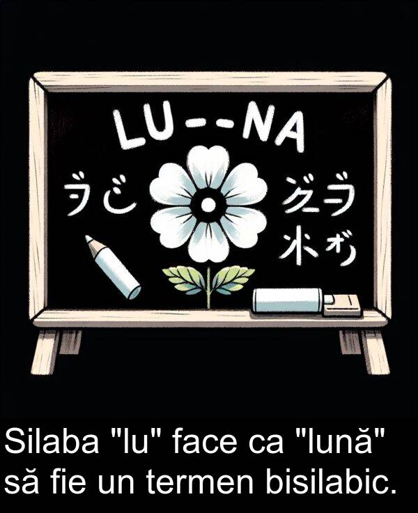 face: Silaba "lu" face ca "lună" să fie un termen bisilabic.