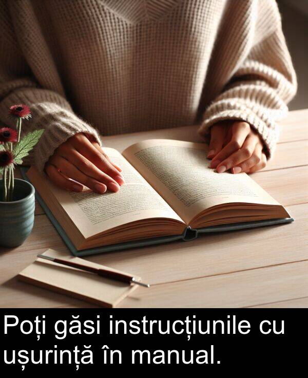 instrucțiunile: Poți găsi instrucțiunile cu ușurință în manual.