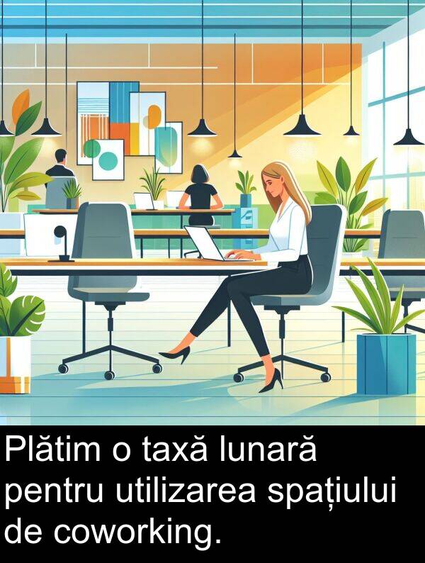 taxă: Plătim o taxă lunară pentru utilizarea spațiului de coworking.