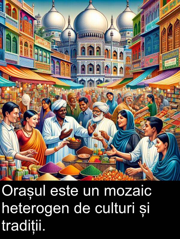 heterogen: Orașul este un mozaic heterogen de culturi și tradiții.