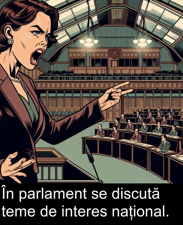 național: În parlament se discută teme de interes național.