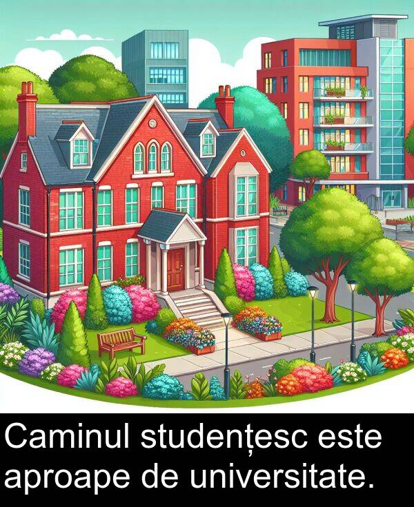 universitate: Caminul studențesc este aproape de universitate.