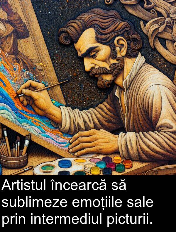 sale: Artistul încearcă să sublimeze emoțiile sale prin intermediul picturii.