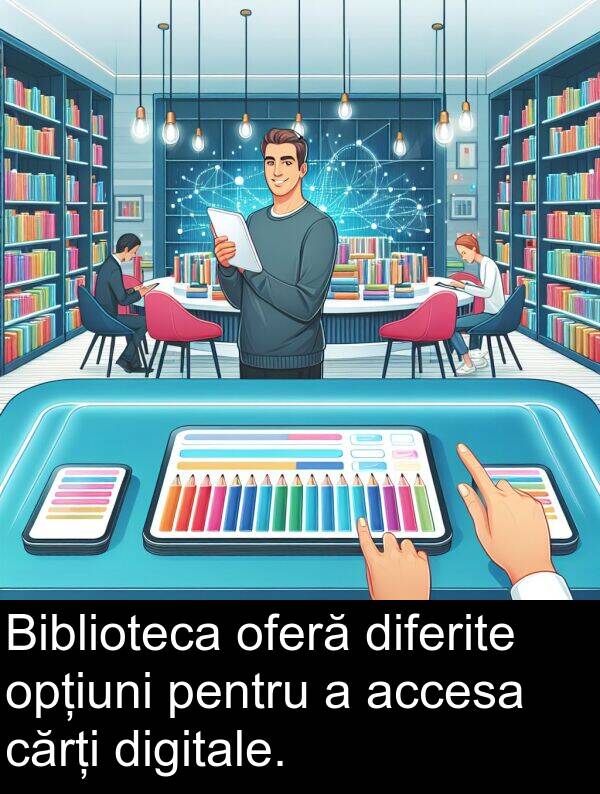 accesa: Biblioteca oferă diferite opțiuni pentru a accesa cărți digitale.