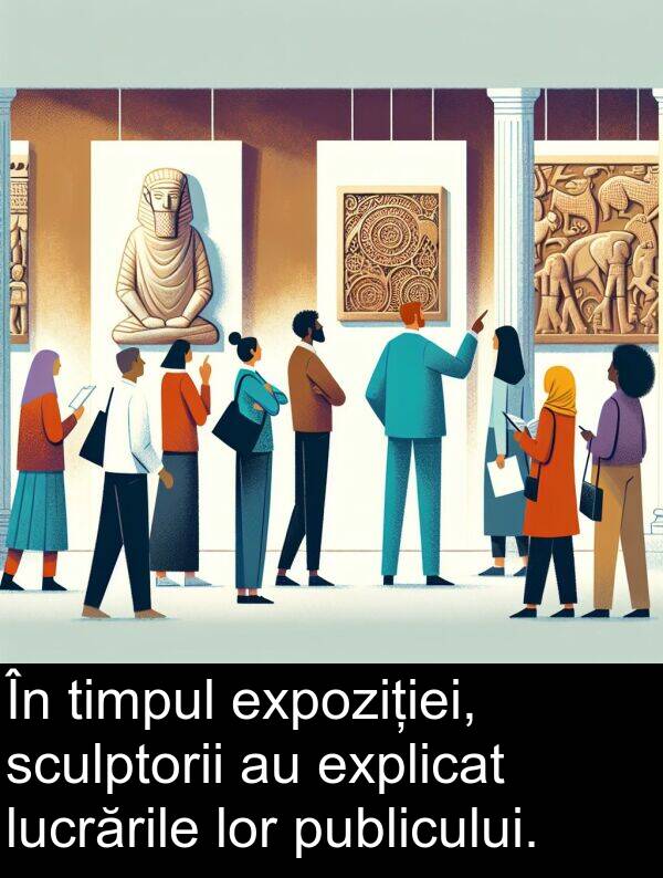 sculptorii: În timpul expoziției, sculptorii au explicat lucrările lor publicului.