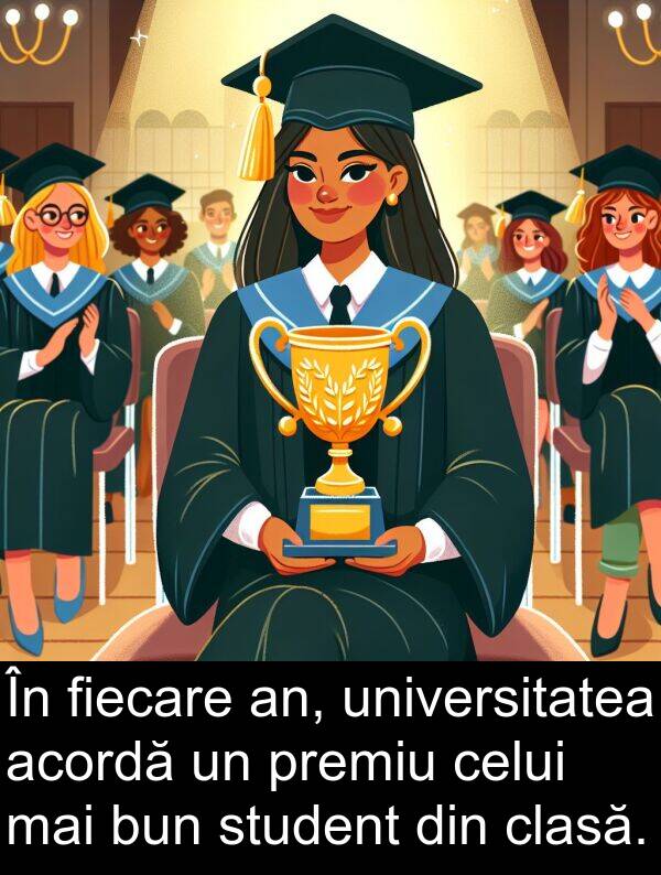 universitatea: În fiecare an, universitatea acordă un premiu celui mai bun student din clasă.