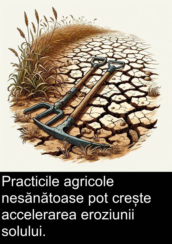 accelerarea: Practicile agricole nesănătoase pot crește accelerarea eroziunii solului.