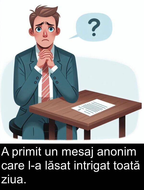 ziua: A primit un mesaj anonim care l-a lăsat intrigat toată ziua.