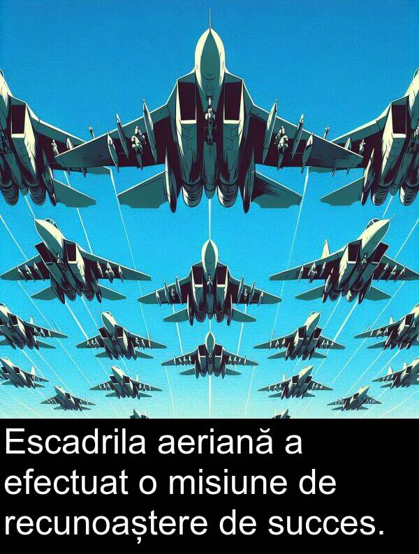 efectuat: Escadrila aeriană a efectuat o misiune de recunoaștere de succes.
