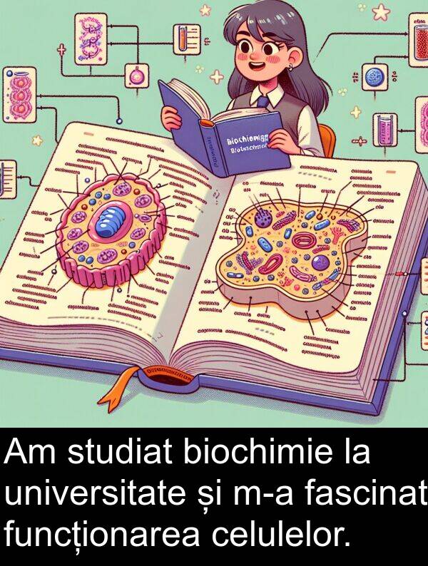 fascinat: Am studiat biochimie la universitate și m-a fascinat funcționarea celulelor.