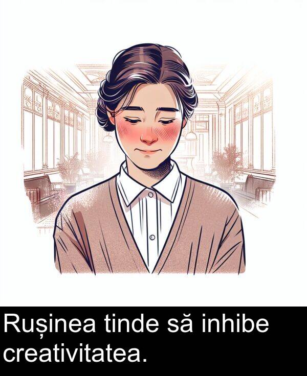 inhibe: Rușinea tinde să inhibe creativitatea.