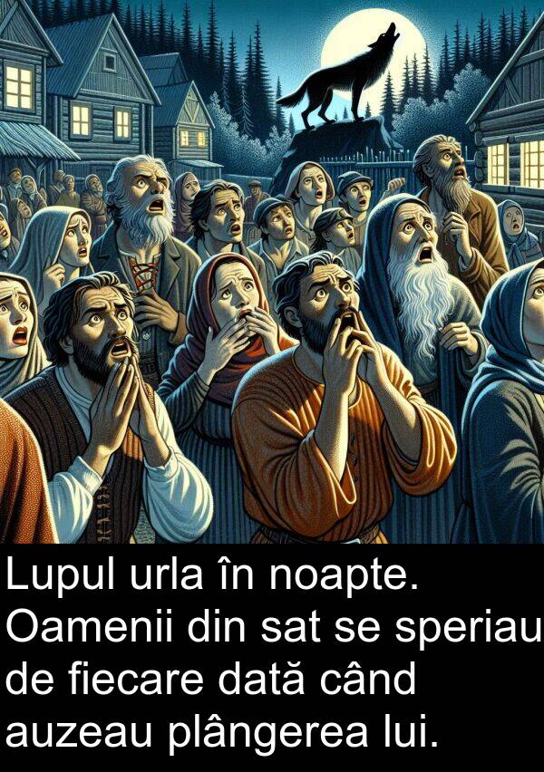 sat: Lupul urla în noapte. Oamenii din sat se speriau de fiecare dată când auzeau plângerea lui.