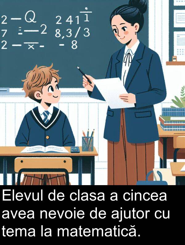 tema: Elevul de clasa a cincea avea nevoie de ajutor cu tema la matematică.