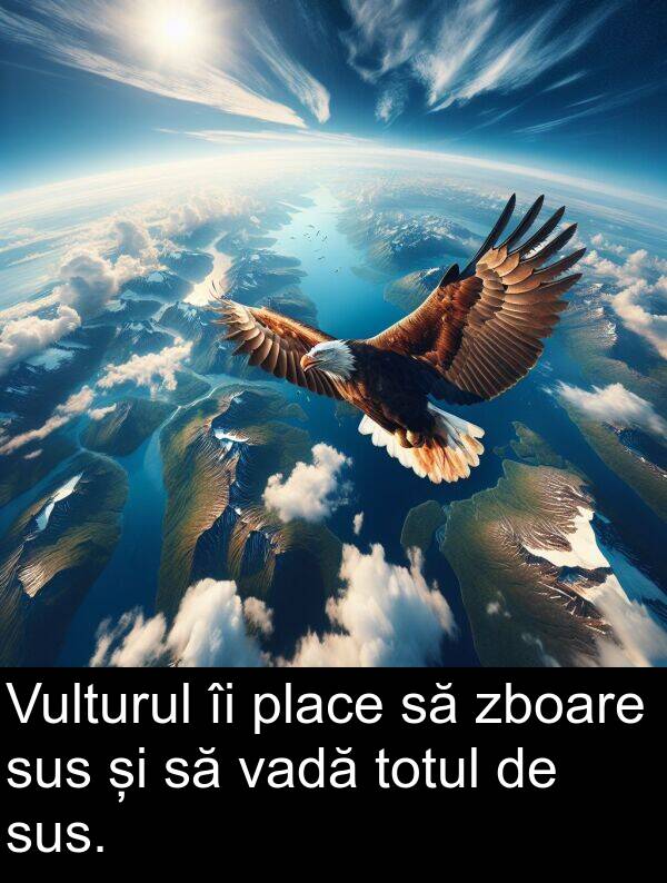 vadă: Vulturul îi place să zboare sus și să vadă totul de sus.