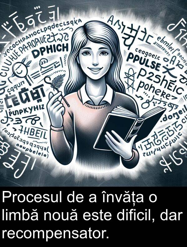 dar: Procesul de a învăța o limbă nouă este dificil, dar recompensator.