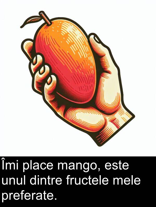 mango: Îmi place mango, este unul dintre fructele mele preferate.