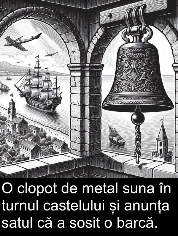 barcă: O clopot de metal suna în turnul castelului și anunța satul că a sosit o barcă.