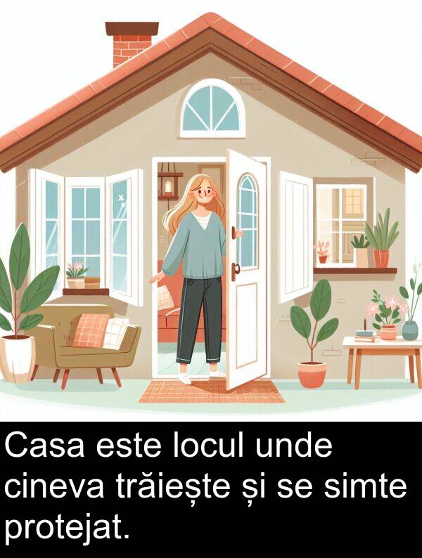 unde: Casa este locul unde cineva trăiește și se simte protejat.