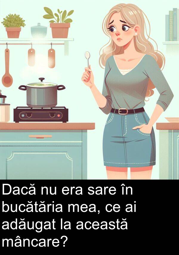 sare: Dacă nu era sare în bucătăria mea, ce ai adăugat la această mâncare?