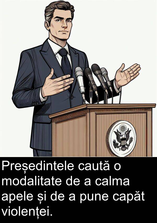 calma: Președintele caută o modalitate de a calma apele și de a pune capăt violenței.