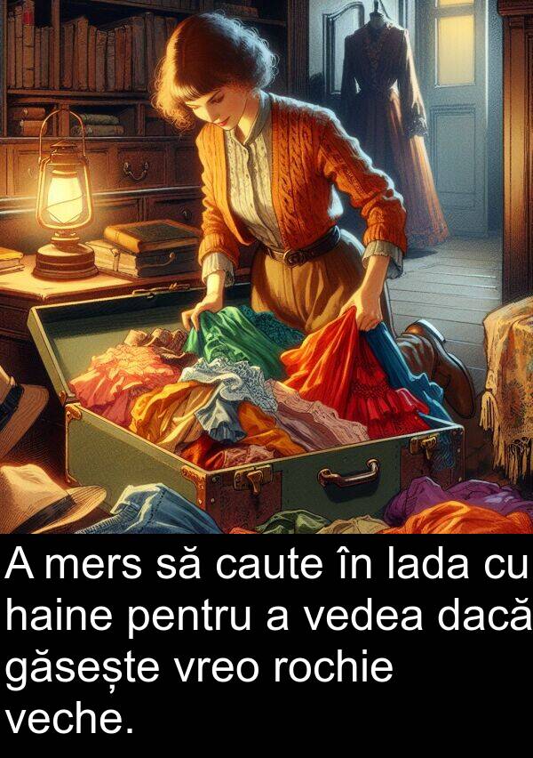 dacă: A mers să caute în lada cu haine pentru a vedea dacă găsește vreo rochie veche.