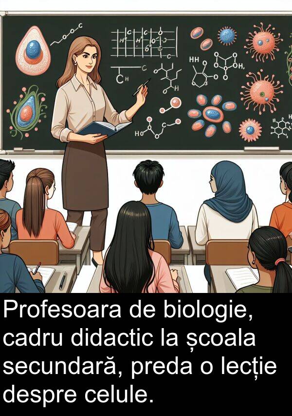 lecție: Profesoara de biologie, cadru didactic la școala secundară, preda o lecție despre celule.