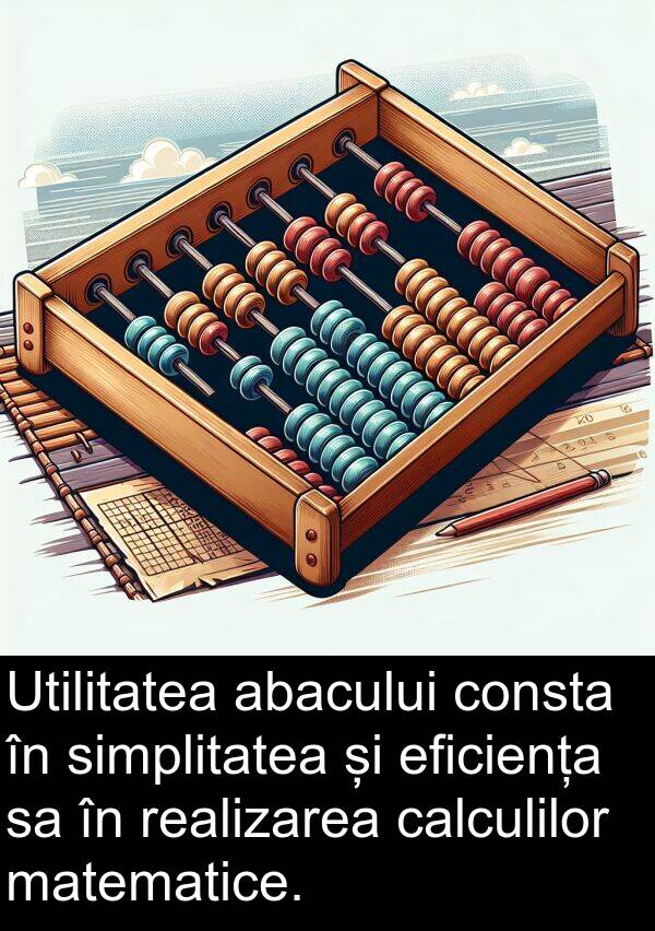 abacului: Utilitatea abacului consta în simplitatea și eficiența sa în realizarea calculilor matematice.