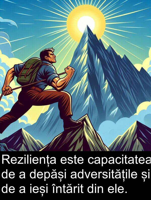 ieși: Reziliența este capacitatea de a depăși adversitățile și de a ieși întărit din ele.