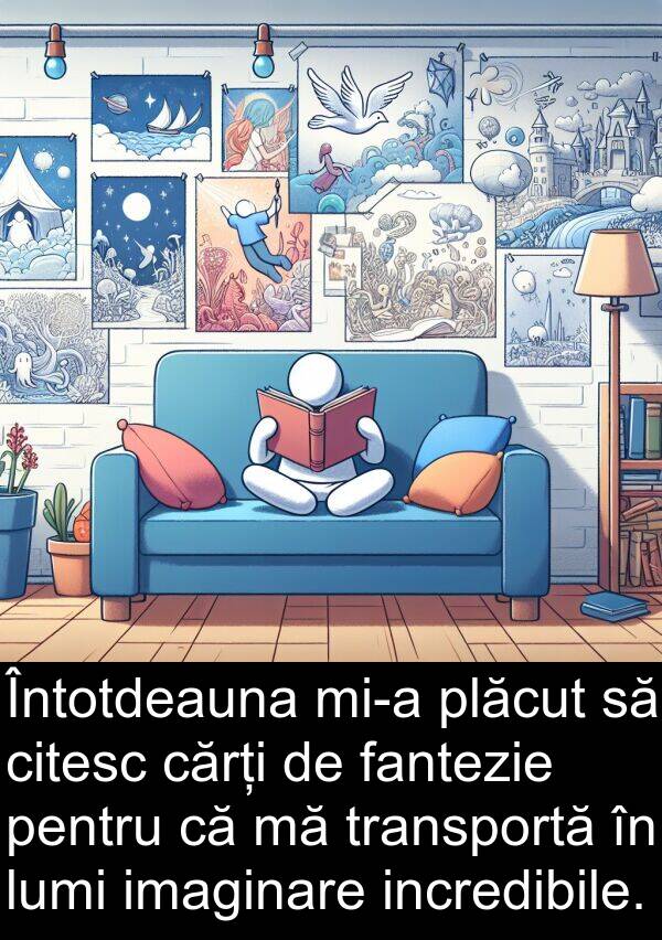 imaginare: Întotdeauna mi-a plăcut să citesc cărți de fantezie pentru că mă transportă în lumi imaginare incredibile.