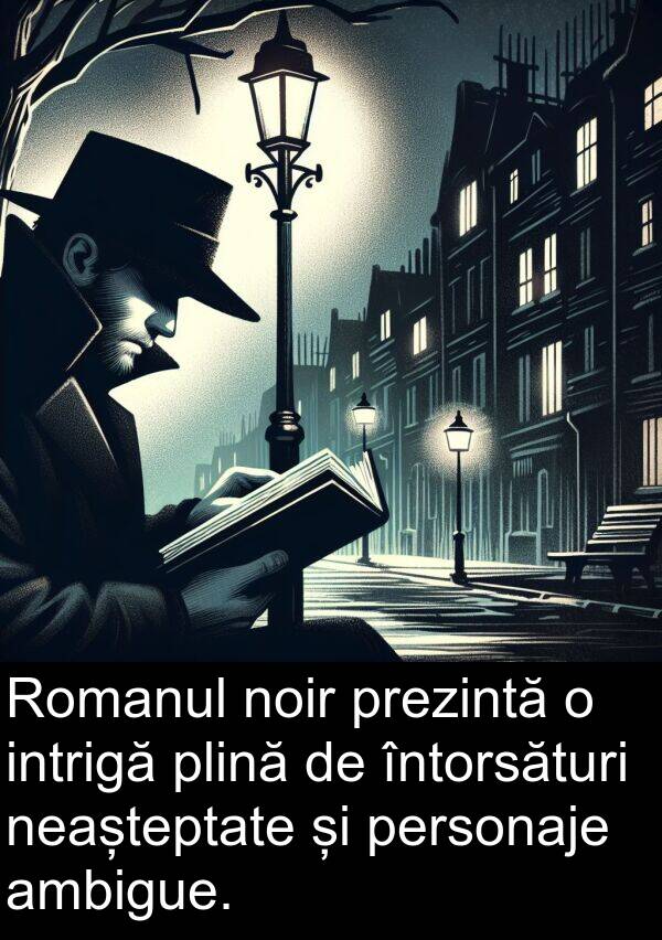 neașteptate: Romanul noir prezintă o intrigă plină de întorsături neașteptate și personaje ambigue.