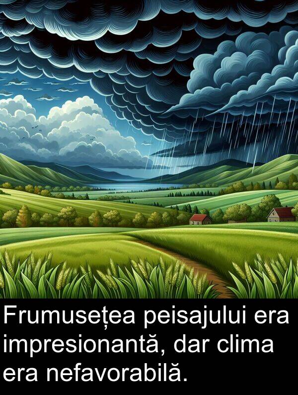 dar: Frumusețea peisajului era impresionantă, dar clima era nefavorabilă.