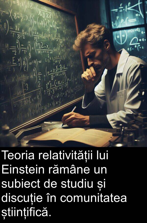 rămâne: Teoria relativității lui Einstein rămâne un subiect de studiu și discuție în comunitatea științifică.