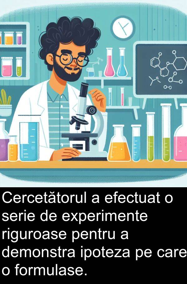 efectuat: Cercetătorul a efectuat o serie de experimente riguroase pentru a demonstra ipoteza pe care o formulase.