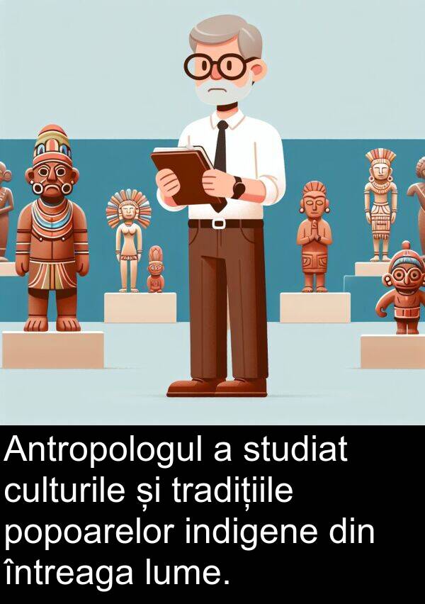 studiat: Antropologul a studiat culturile și tradițiile popoarelor indigene din întreaga lume.