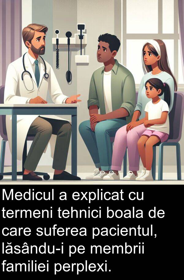 tehnici: Medicul a explicat cu termeni tehnici boala de care suferea pacientul, lăsându-i pe membrii familiei perplexi.