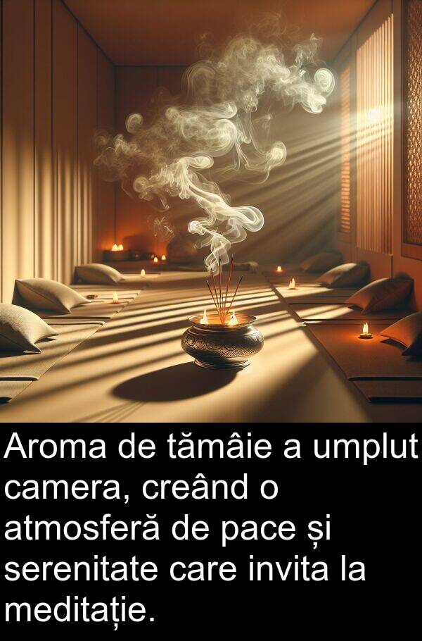 umplut: Aroma de tămâie a umplut camera, creând o atmosferă de pace și serenitate care invita la meditație.